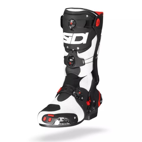 Sidi Rex Air Motorcycle Riding Boots White/Black/Red - SZ 13